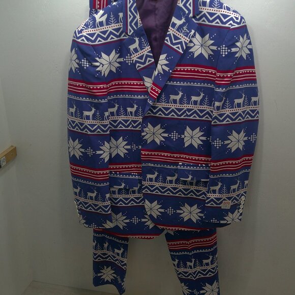 OppoSuits Rudolph Christmas 2 Piece Suit Ugly Sweater Jacket & Pants Size 46 - Picture 3 of 15